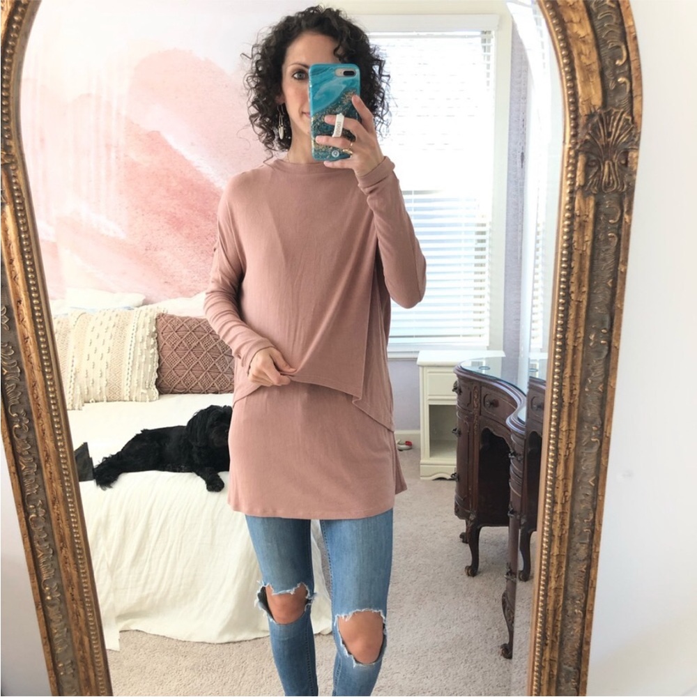 Bae the label | Pink Long Sleeve maternity Tunic Top XS